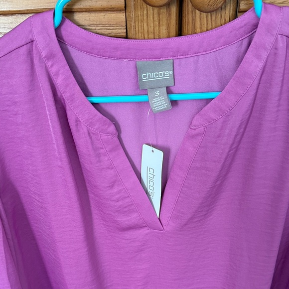 NWT 🌸 Chico's Vibrant Pink Blouse Size 3 (XL) - Picture 2 of 8